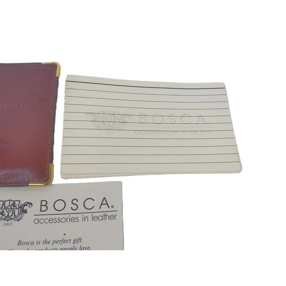 Bosca Handstained Old Leather Pocket Memo Pad Holder & Note Case